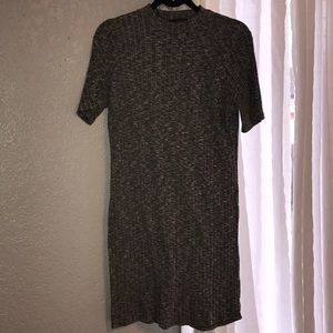 GREY RIBBED BODYCON DRESS